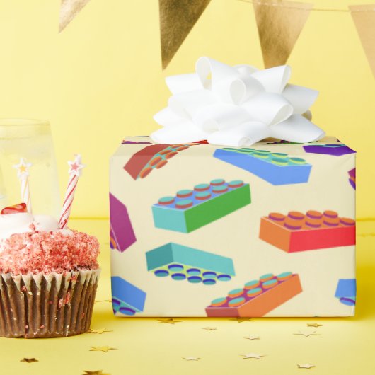 Enorme kinder bouwstenen, patroon van verpakkingsp cadeaupapier (Verjaardagsfeest)