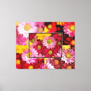 ENORME madeliefjes Quadtych Art Wrapped Canvas Afdruk