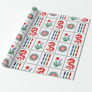 Enorme Mahjong Tegels #4 Rood Groen Blauw Wit Cadeaupapier