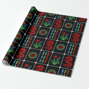Enorme Mahjong Tegels #4 Rood Groen Blauw Zwart Cadeaupapier