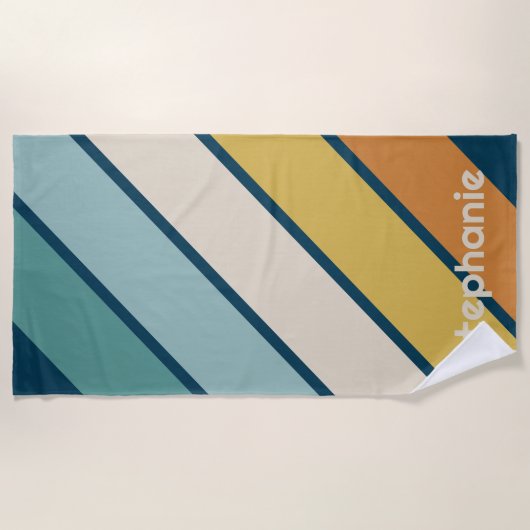 Enorme Retro streep patroon - grote naam Strandlaken (Voorkant)