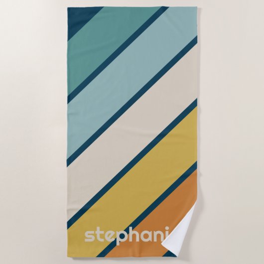 Enorme Retro streep patroon - grote naam Strandlaken (Voorkant)