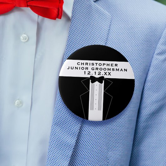 Enorme Tuxedo Groomsman Bruiloft Party Button