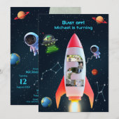 Enorme twee foto collage | Rocket Space 2e verjaar Kaart (Voorkant / Achterkant)