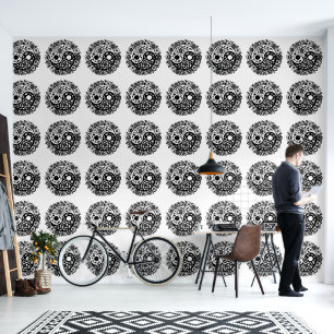 Enorme zwart-wit bloemen Yin Yang Behang