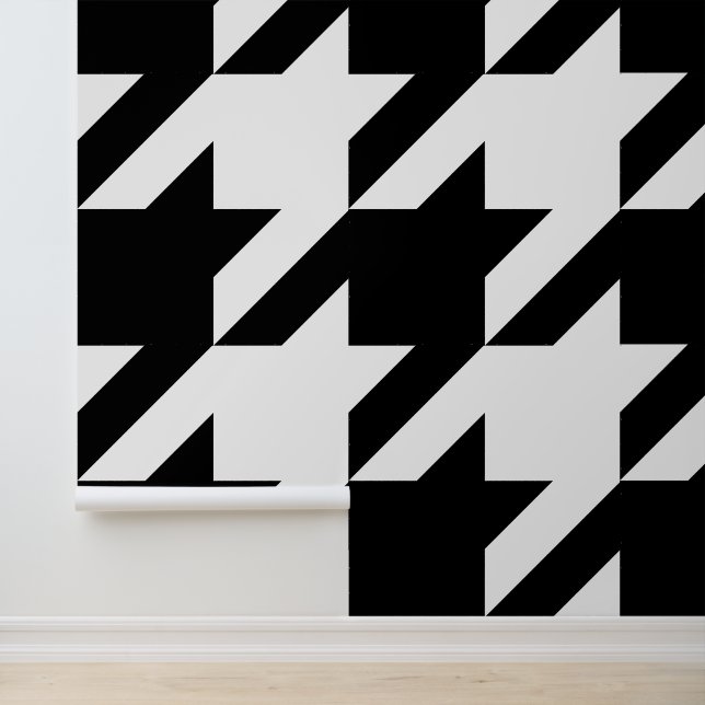 Enorme zwart-witte houndstooth behang (Applicatie)