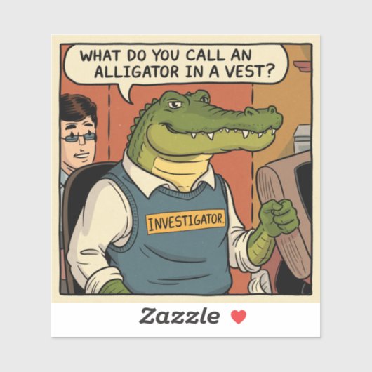 Enquêteur d'alligator - Sticker de plaisanterie pa (Feuille)