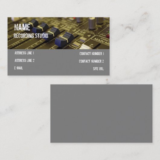 Enregistrement du Carte de visite Studio (Devant / Derrière)