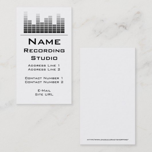 Enregistrement du Carte de visite Studio (Devant / Derrière)