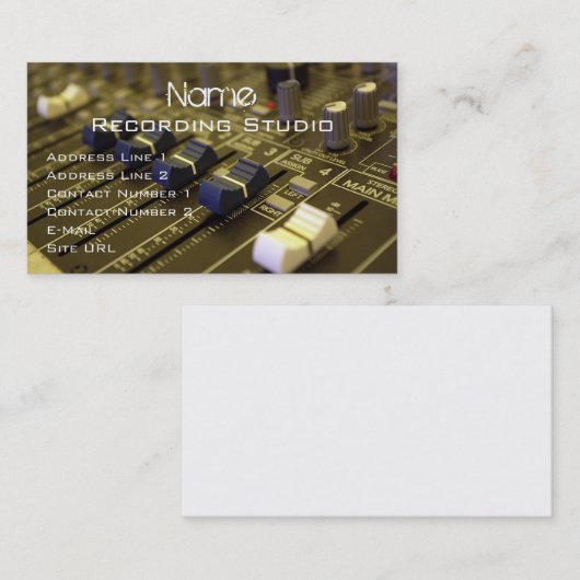 Enregistrement du Carte de visite Studio (Devant / Derrière)