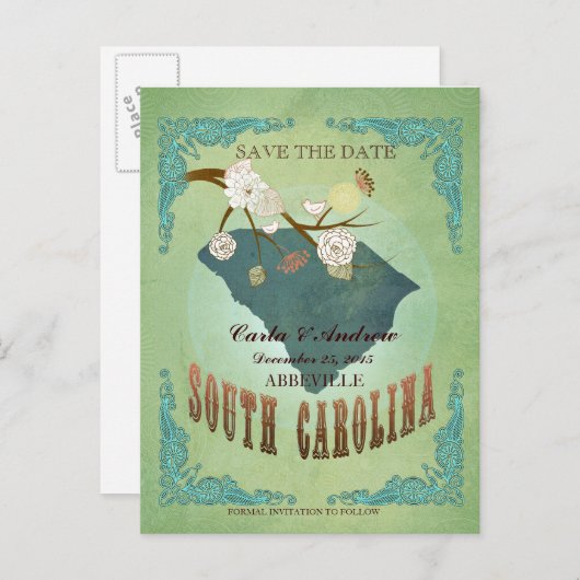 Enregistrer La Carte Date-Caroline Du Sud Avec Un  (Devant / Derrière)