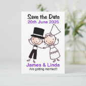 Enregistrer La Carte Date Cartoon Couple Lilac (Debout devant)