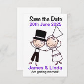 Enregistrer La Carte Date Cartoon Couple Lilac (Devant / Derrière)