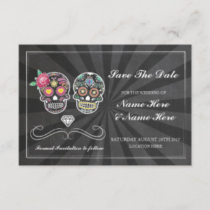 Enregistrer La Carte Date Chalk Rustic Sugar Skull