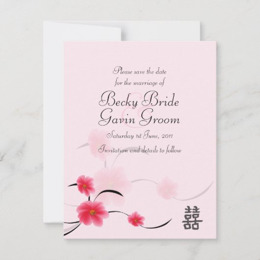 Enregistrer la carte Date Pink Blossom Double Happ (Devant)