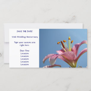 ENREGISTRER LA CARTE DATE Pink Lily Flower Blue Sk