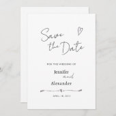 Enregistrer la carte Date pour un mariage. (Devant / Derrière)