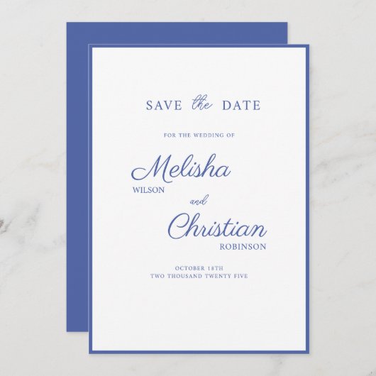 Enregistrer la carte Date pour un mariage. (Devant / Derrière)