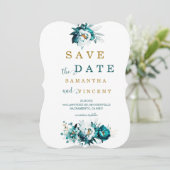 Enregistrer la carte Date Turquoise et Gold (Debout devant)