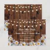 Enregistrer La Carte Date Wood Rustic Daisy Lights (Devant / Derrière)