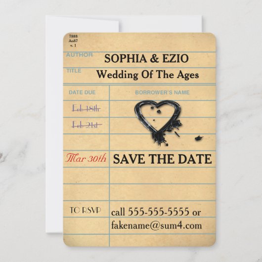 Enregistrer la carte de bibliothèque de dates (Devant)