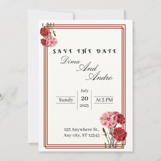 Enregistrer la carte de date à plat (Devant)