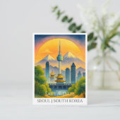 Enregistrer la carte de date | Aquarelle Séoul Cor (Debout devant)