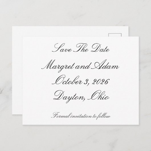 Enregistrer la carte de poste de date (Devant / Derrière)