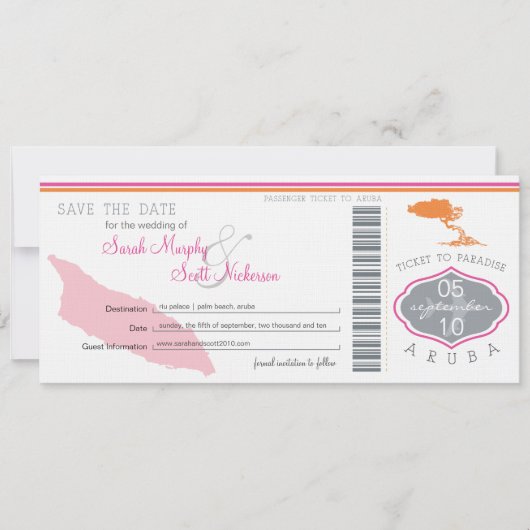 Enregistrer la carte d'embarquement à Aruba (Devant)