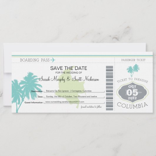 Enregistrer la carte d'embarquement à la Colombie (Devant)