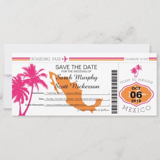 Enregistrer la carte d'embarquement au Mexique (Devant)