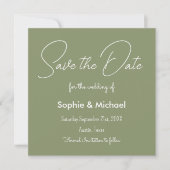 Enregistrer la carte Mariage simple Date Sage Gree (Devant)