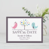 Enregistrer la carte plat Date Bride et Groom Bird (Debout devant)