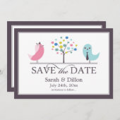 Enregistrer la carte plat Date Bride et Groom Bird (Devant / Derrière)