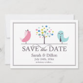 Enregistrer la carte plat Date Bride et Groom Bird (Devant)