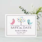 Enregistrer la carte plat Date Bride et Groom Bird (Debout devant)