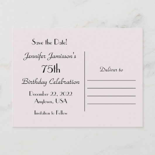 Enregistrer la carte postale Date 75e anniversaire (Dos)