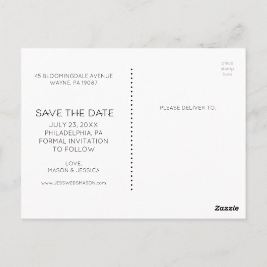 Enregistrer La Carte Postale Date - Minimaliste (Dos)