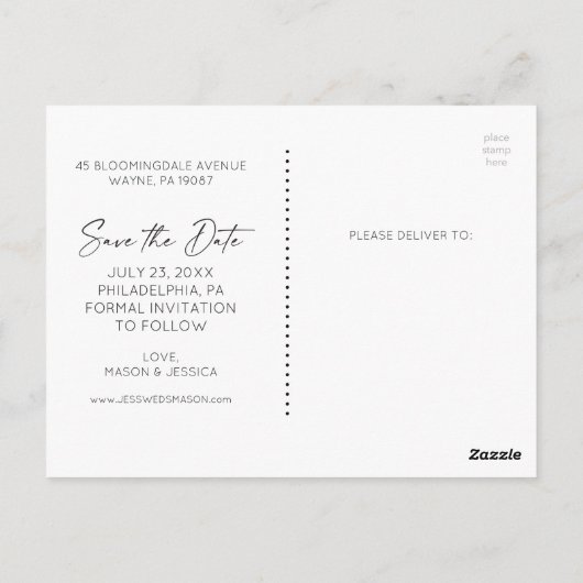 Enregistrer La Carte Postale Date - Script Minimal (Dos)