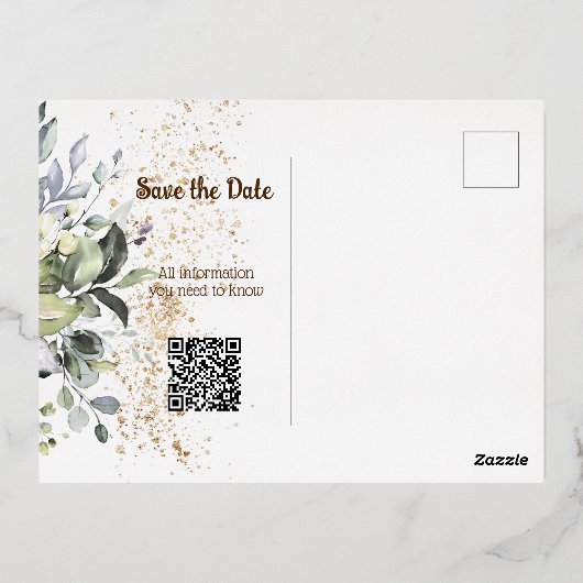 Enregistrer la carte postale Invitation Date Foil (Verso)