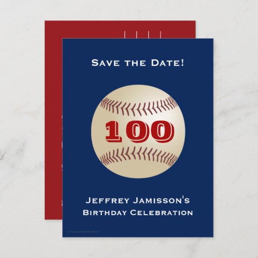 Enregistrer la date 100e Invitation de baseball de (Devant / Derrière)