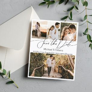 enregistrer la date 4 photos collage carte mariage