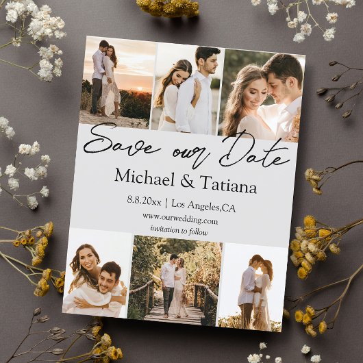 enregistrer la date 6 photos collage carte mariage