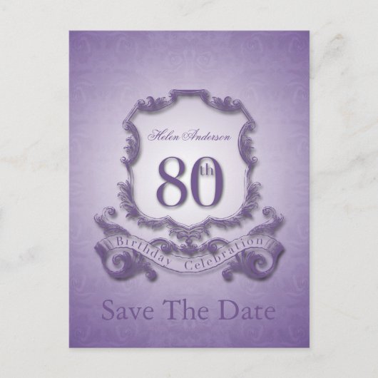 Enregistrer la date 80e Anniversaire Carte postale (Devant)