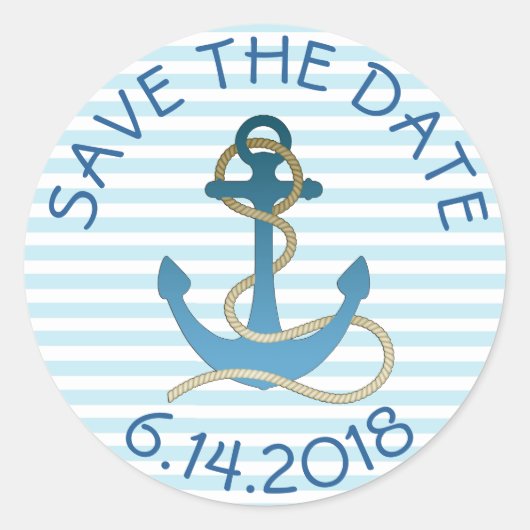 Enregistrer la date Ancre nautique Stickers Bleu B (Devant)