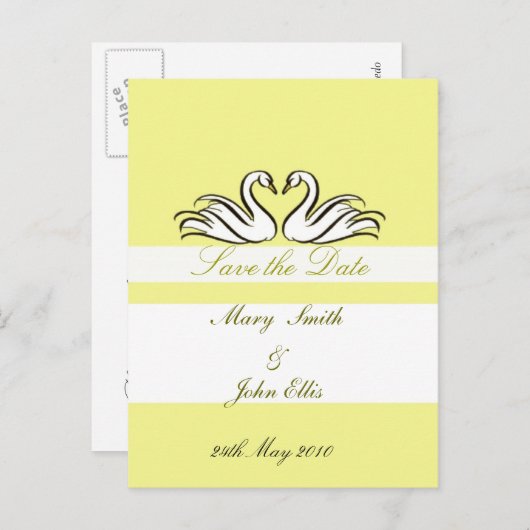 Enregistrer la date avec carte postale cygne (Devant / Derrière)