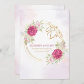 Enregistrer la date avec des Faire-part Rose (Devant / Derrière)