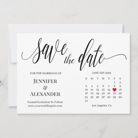 Enregistrer la date avec la carte de calendrier (Devant)