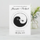 ENREGISTRER LA DATE b/w YinYang doves carte mariag (Debout devant)