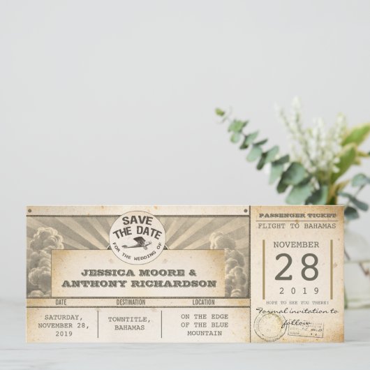 enregistrer la date billets d'avion - invitations  (Debout devant)